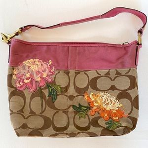 Rare Vintage Coach Bag Pink & Embroidered Flowers